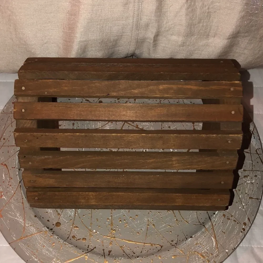 Vintage Brown Handmade Farmhouse Wooden Basket